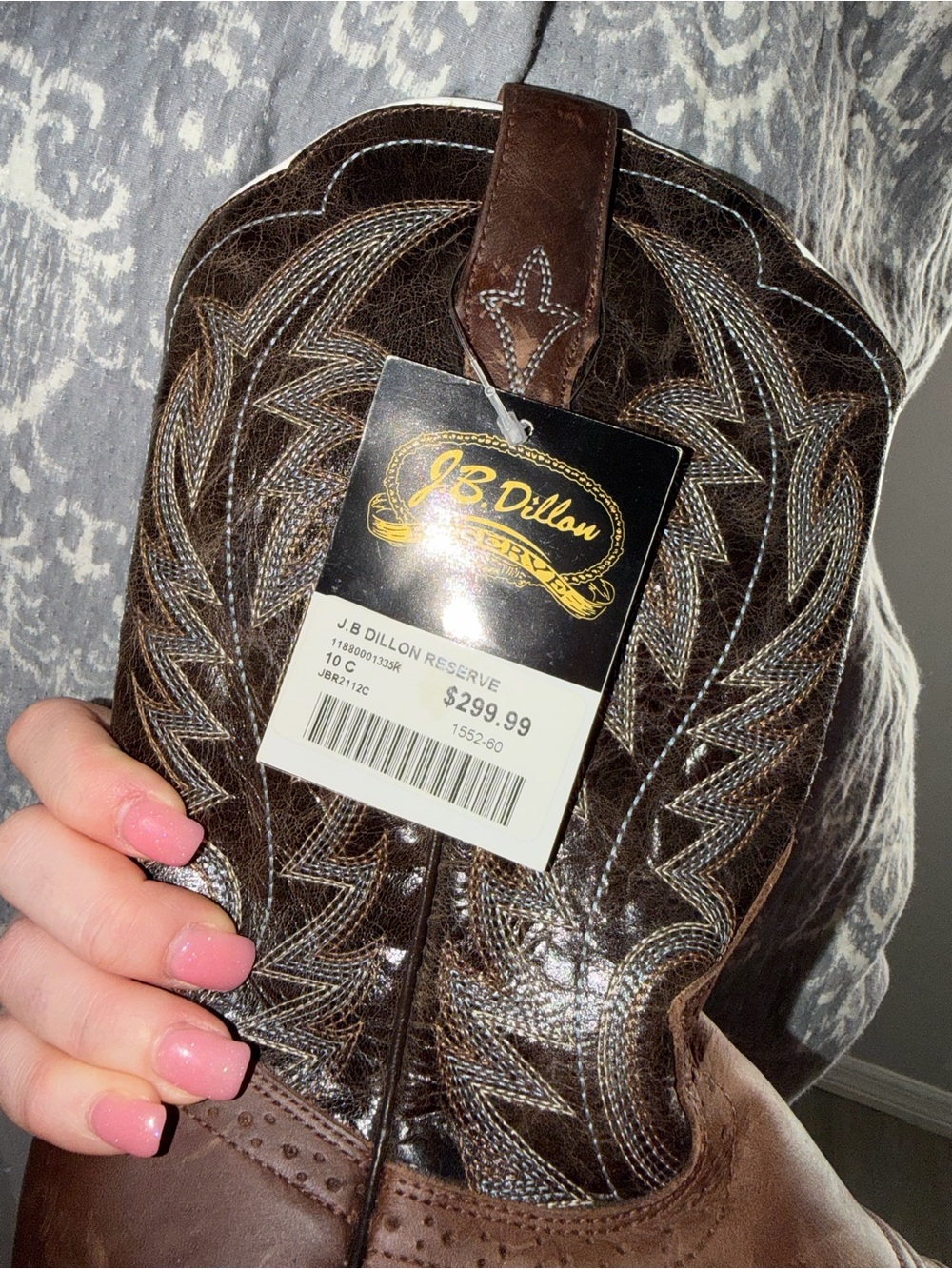 J.B. Dillon Brown Leather Women's Lace-Up Western Boots with Contrast Stitching